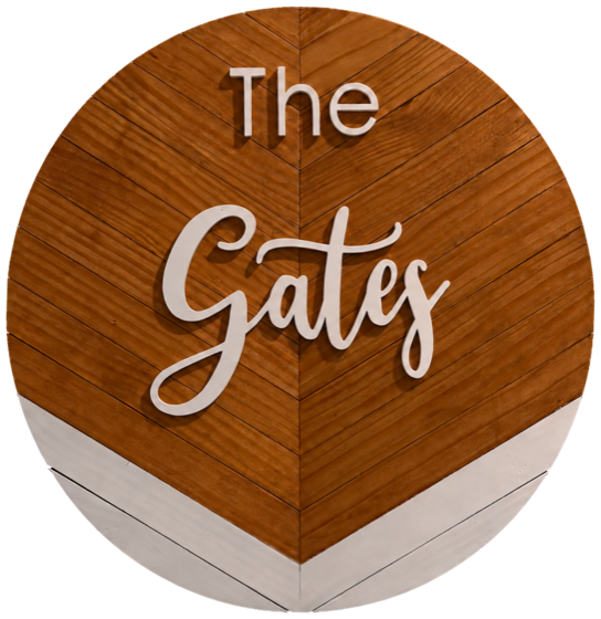 Our wooden sign: The Gates